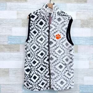 Clemson Tigers Tribal Fleece Vest Jacket Black White Pressbox Womens Medium